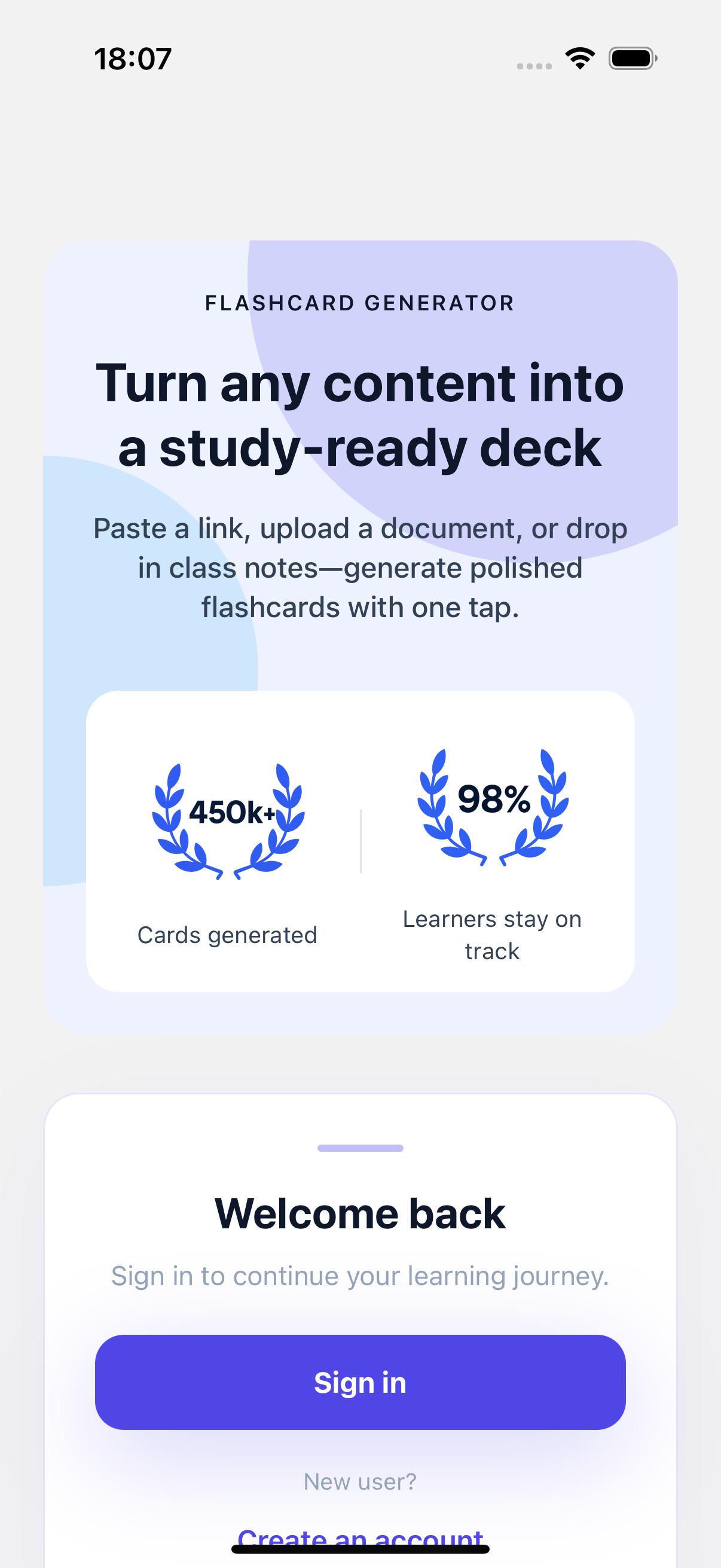 CardCraft deck and study screen